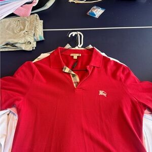 Burberry Men's Polo in Vibrant Red